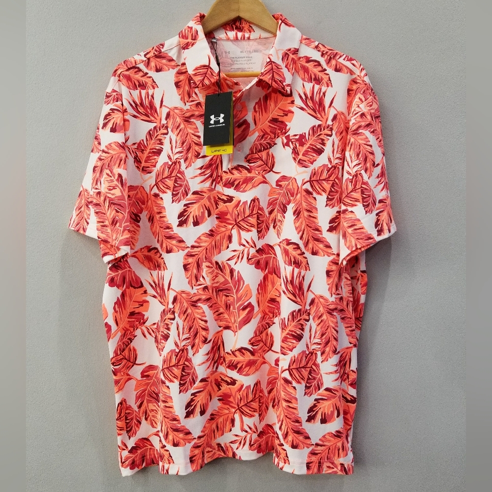 Under Armour UA Playoff 2.0 Golf Polo Shirt 1327037 Floral Mens Medium